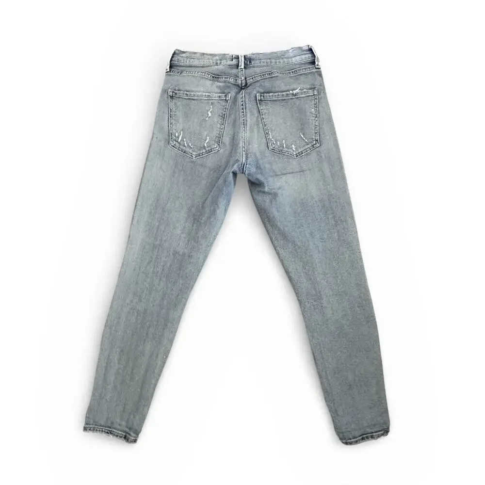 AGOLDE Sophie Crop Vertigo Mid-Rise‎ Skinny Distressed Raw Hem Jeans Size 27 - Picture 3 of 9